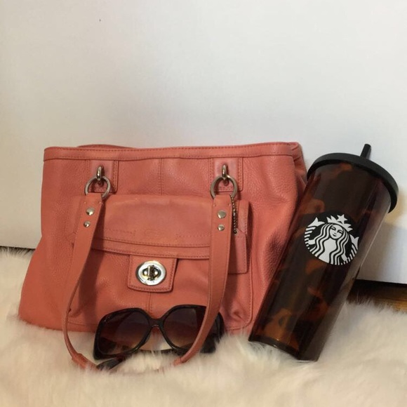 Coral coloured authentic Coach purse - Picture 1 of 4